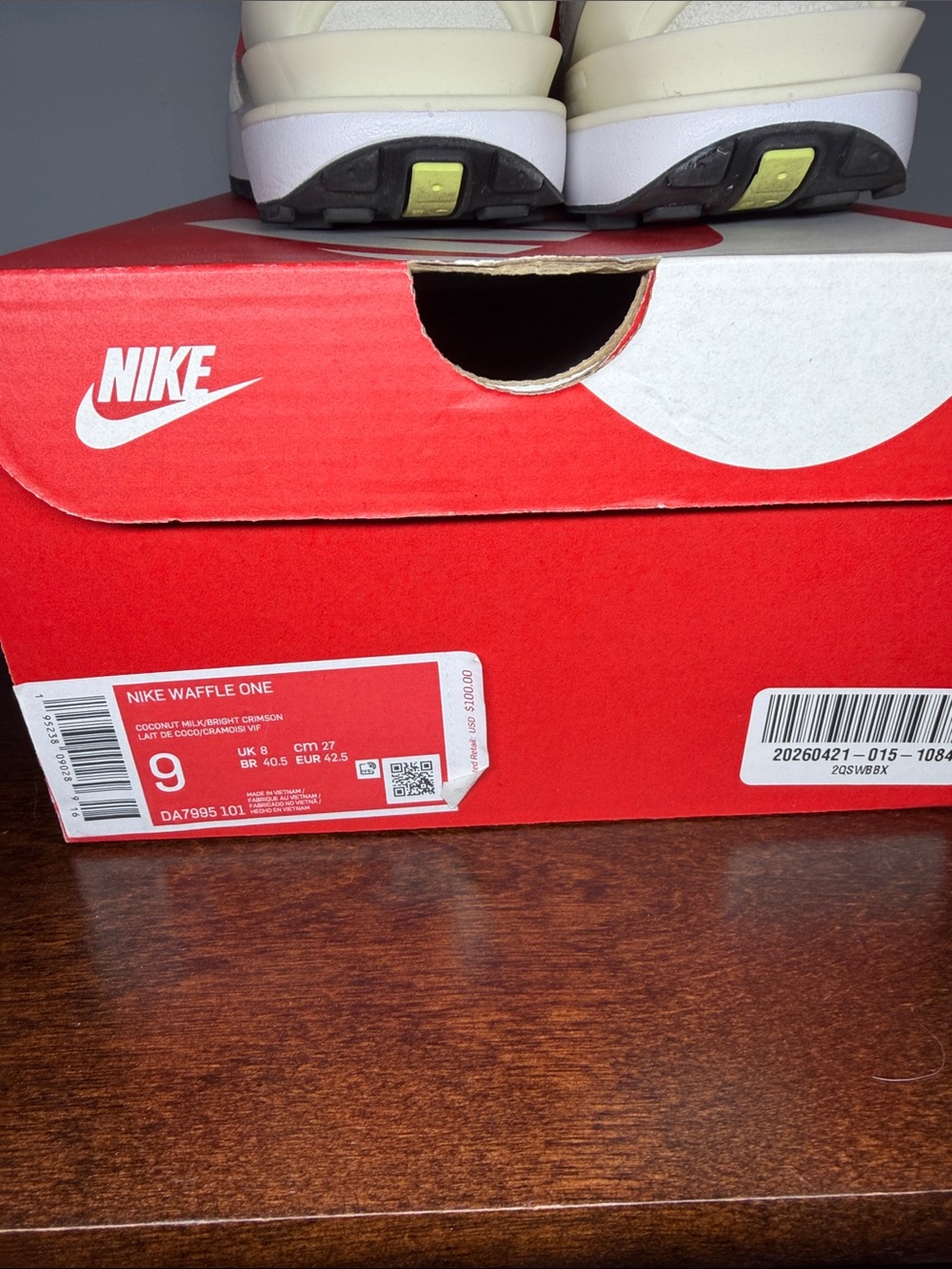 Nike Light Blue Sneakers with Red Swoosh and Neon Green Trim - Picture 4 of 6